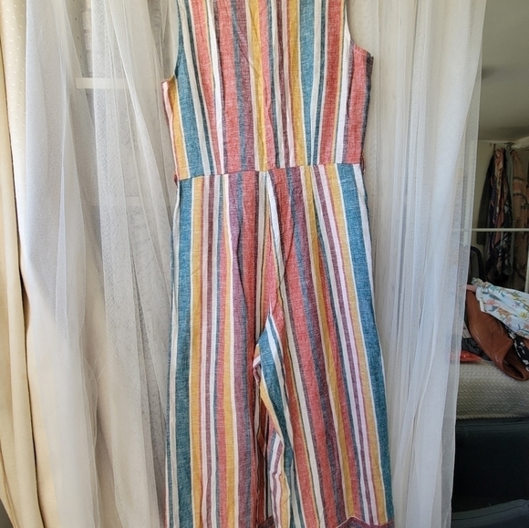 Nordstrom ECI New York Stripes Cropped Linen Jumpsuit - Picture 11 of 12